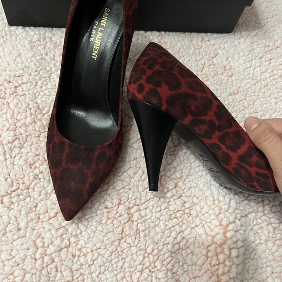 Saint Laurent red Leopard print 90s Kitten heels - Picture 4 of 12